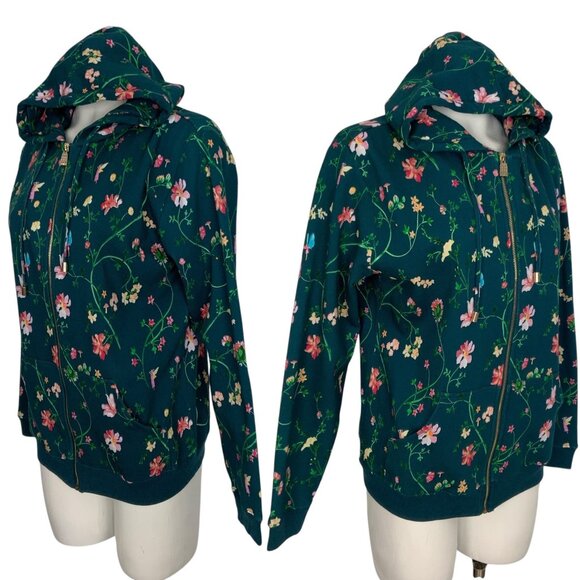 Hill House The Allie Zip Up Sweatshirt S Moody Floral Long Sleeve Hoodie Pockets - Picture 3 of 13